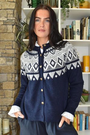 Fair Isle Cardigan Navy 